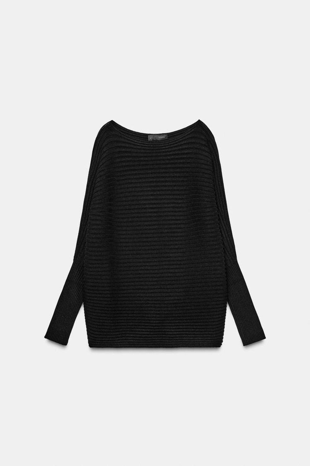 ZARA ОБЪЕМНЫЙ СВИТЕР РЕЛЬЕФНОЙ ВЯЗКИ, ЧЕРНЫЙ