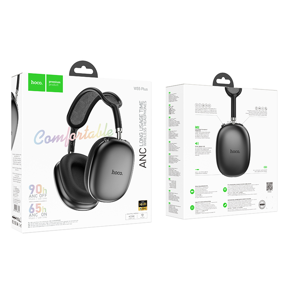 Полноразмерные Bluetooth наушники HOCO W55 Plus ANC (черный)