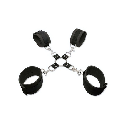 БДСМ набор Extreme Hog-Tie Kit наручники+наножники, соединенные цепочкой (Цвет: черный)