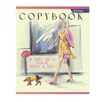 Тетрадь 36 л., А5, клетка, Alingar "Girls", скрепка, офсет, мелованный картон (стандарт), 5 дизайнов в пленке т/у