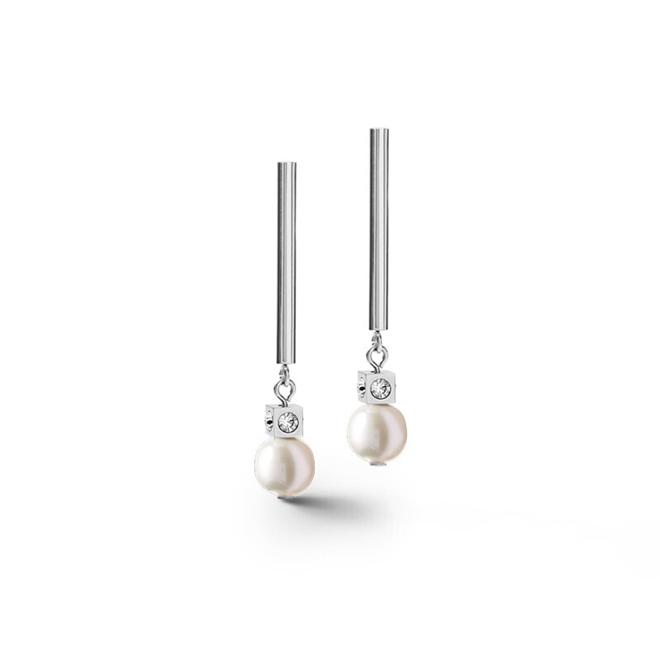 Серьги Coeur de Lion Asymmetry White-Silver 1102/21-1417 цвет серебряный, белый