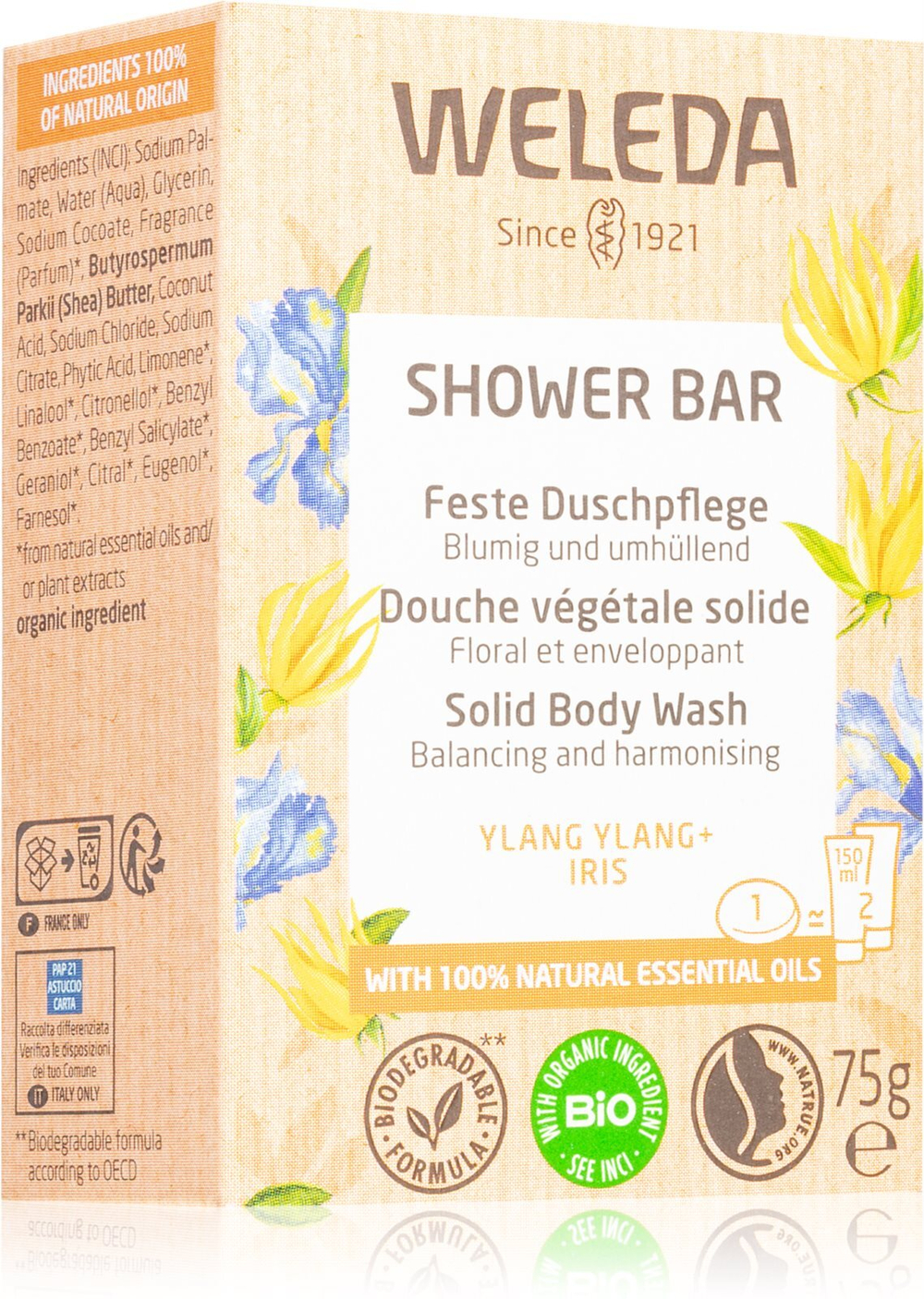 Weleda Shower Bar - мыло на растительной основе с ароматом цветов /   75  g  / GTIN 4001638529952