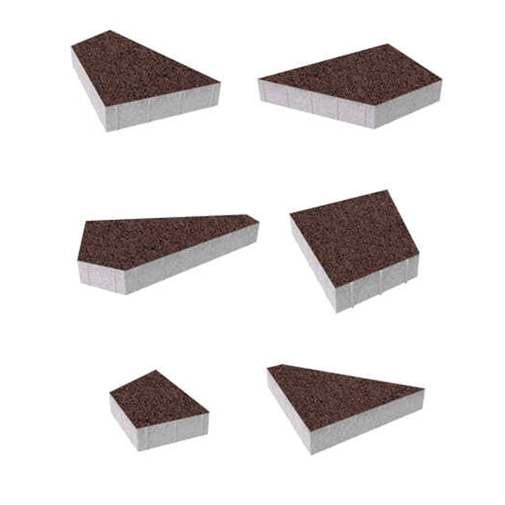 Тротуарная плитка ОРИГАМИ - Гранит Коричневый, комплект из 6 видов плит