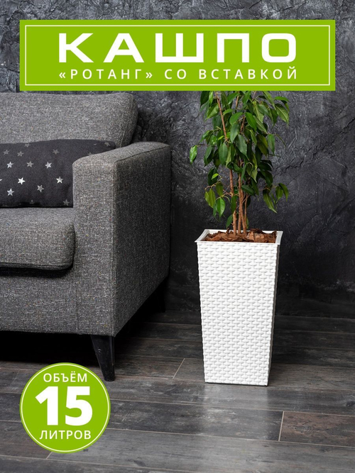 КАШПО НАПОЛЬНОЕ АЛЬТЕРНАТИВА РОТАНГ 230Х220Х415ММ БЕЛ М6825