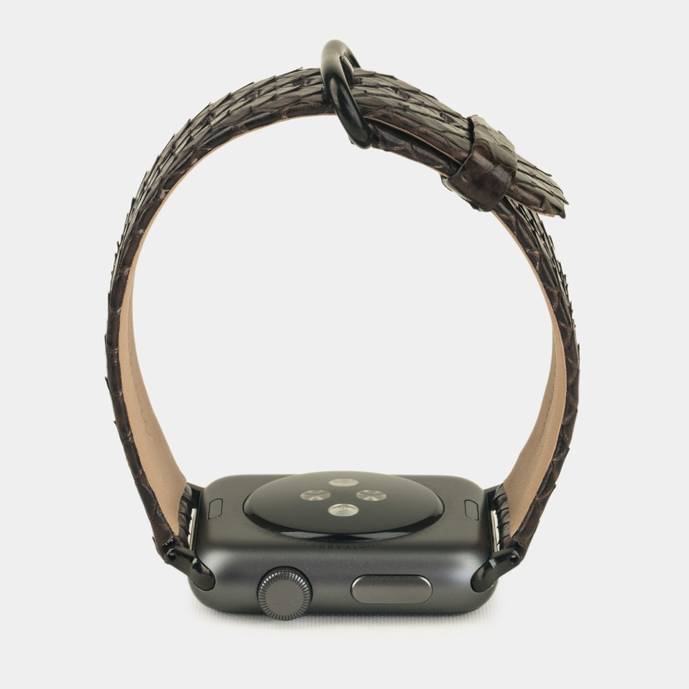 Ремешок для Apple Watch 44/45/46 mm из кожи питона, темно-коричневого цвета