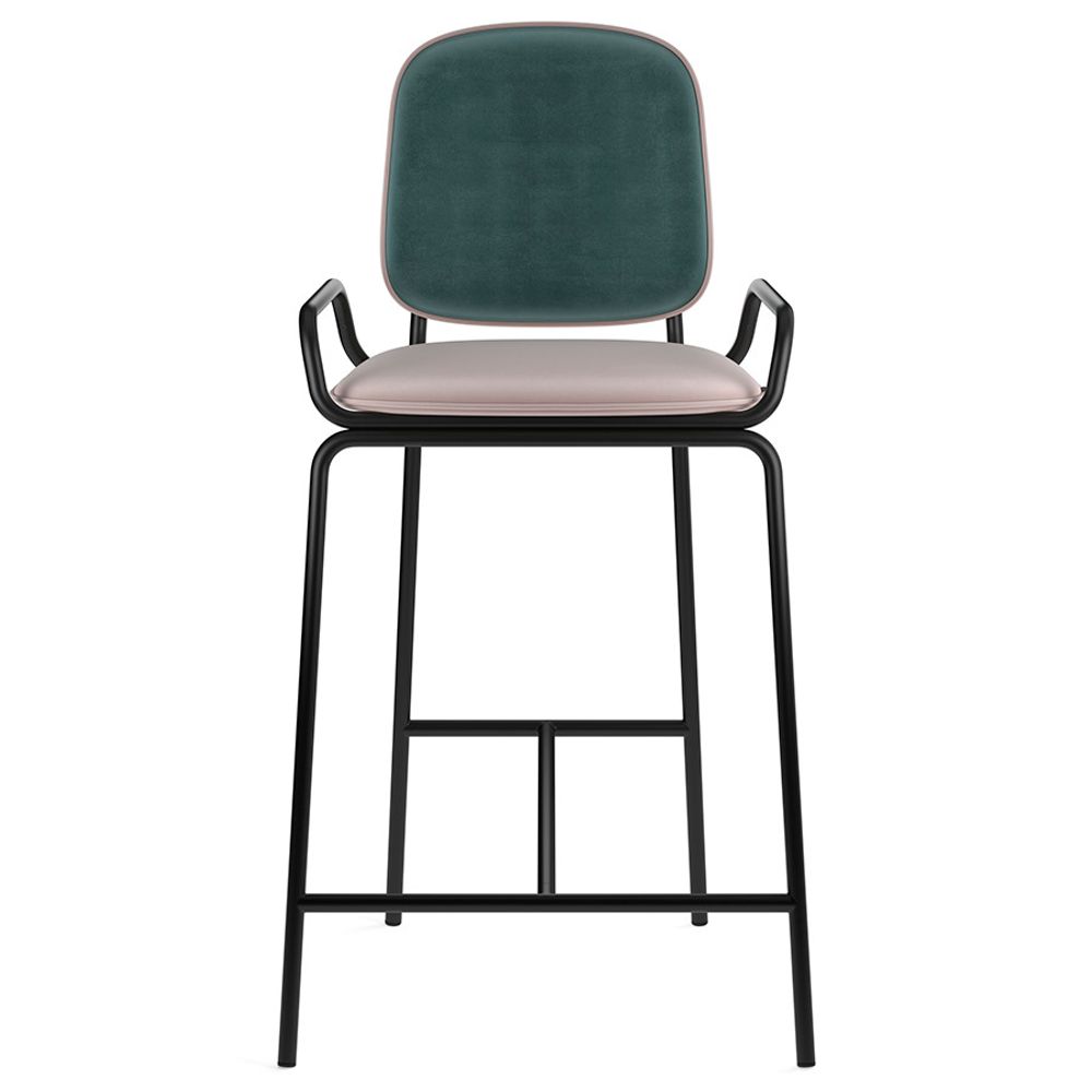 Стул полубарный Ror, 2 Frame, велюр, черный/зеленый/розовый