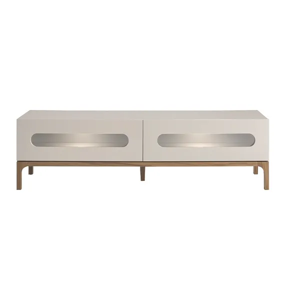 Тумба под ТВ 3242/CP2205TV2 из серого и орехового дерева с внутренней подсветкой