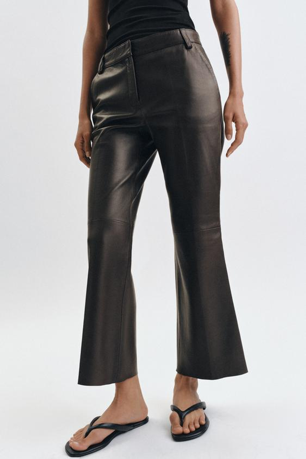 ZARA РАСКЛЕШЕННЫЕ БРЮКИ ИЗ КОЖИ — ZW COLLECTION LIMITED EDITION, КОРИЧНЕВЫЙ