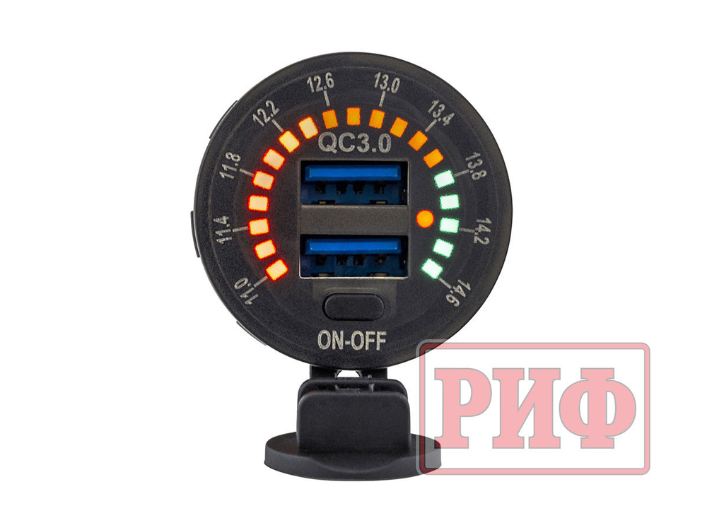 Розетка USB 2 QC 3.0 с вольтметром