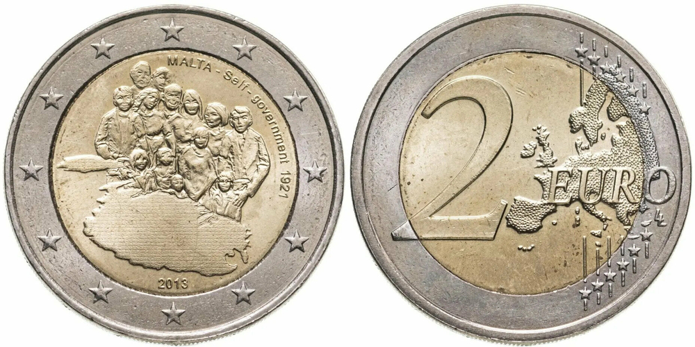 Мальта 2 евро 2013 Собственное правительство 1921 aUNC