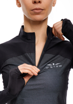 ЛОНГСЛИВ С МЕМБРАННОЙ ВСТАВКОЙ ЖЕНСКИЙ 1/2 ZIP MEMBRANE | BLACK SILVER