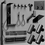 Ручной душ Gessi HI-FI, настенный, держатель, магнитный, цвет Black Metal Brushed PVD