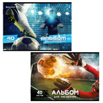 Альбом для рисования А4 40л. "Футбол" скоба, 2 вида (BRAUBERG)