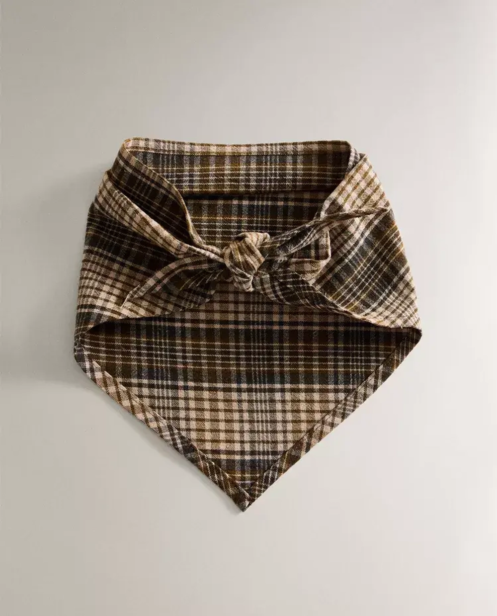 ZARA HOME КЛЕТЧАТАЯ ХЛОПКОВАЯ БАНДАНА ДЛЯ ДОМАШНИХ ЖИВОТНЫХ, ЗЕЛЕНЫЙ