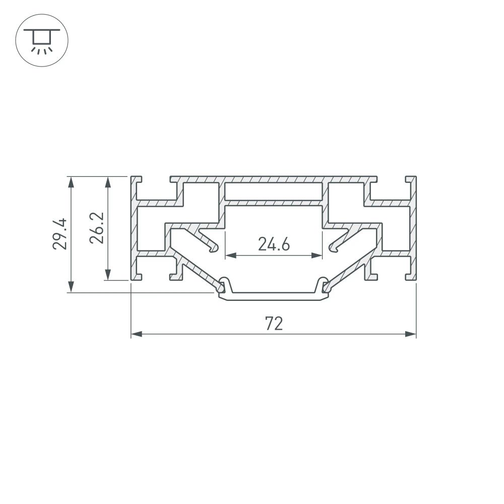 Профиль STRETCH-25-CEIL-CENTER-2000 (Arlight, Алюминий) 040060
