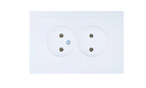 Розетка 2-местная LEZARD ZIMA белая б/з безвинтовой зажим/клемма