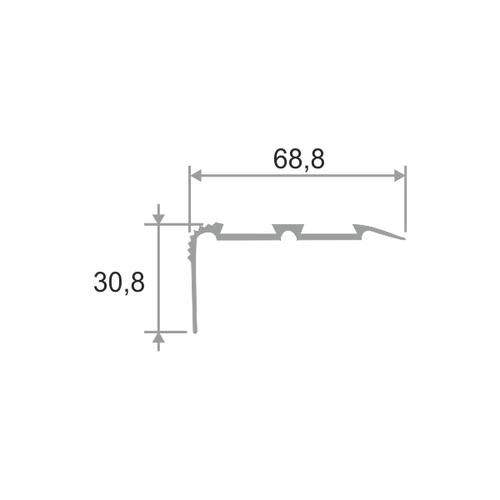 Алюминиевый угловой порог для пола с резиновой вставкой ПО-68х30 (045) 2700 мм