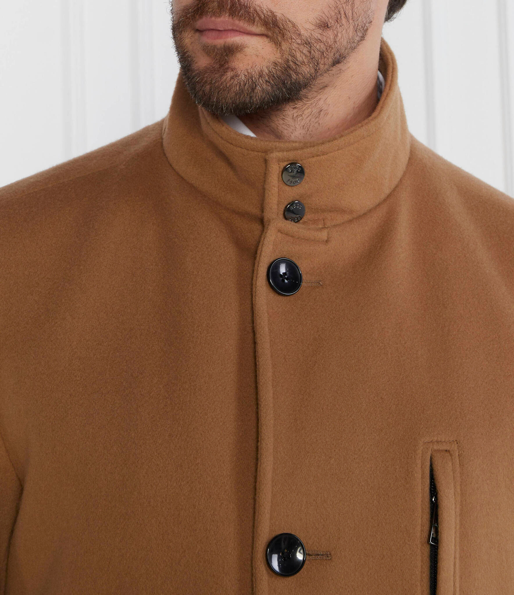 Хлопковое пальто h hyde standup c BOSS BLACK - коричневый(50502271)