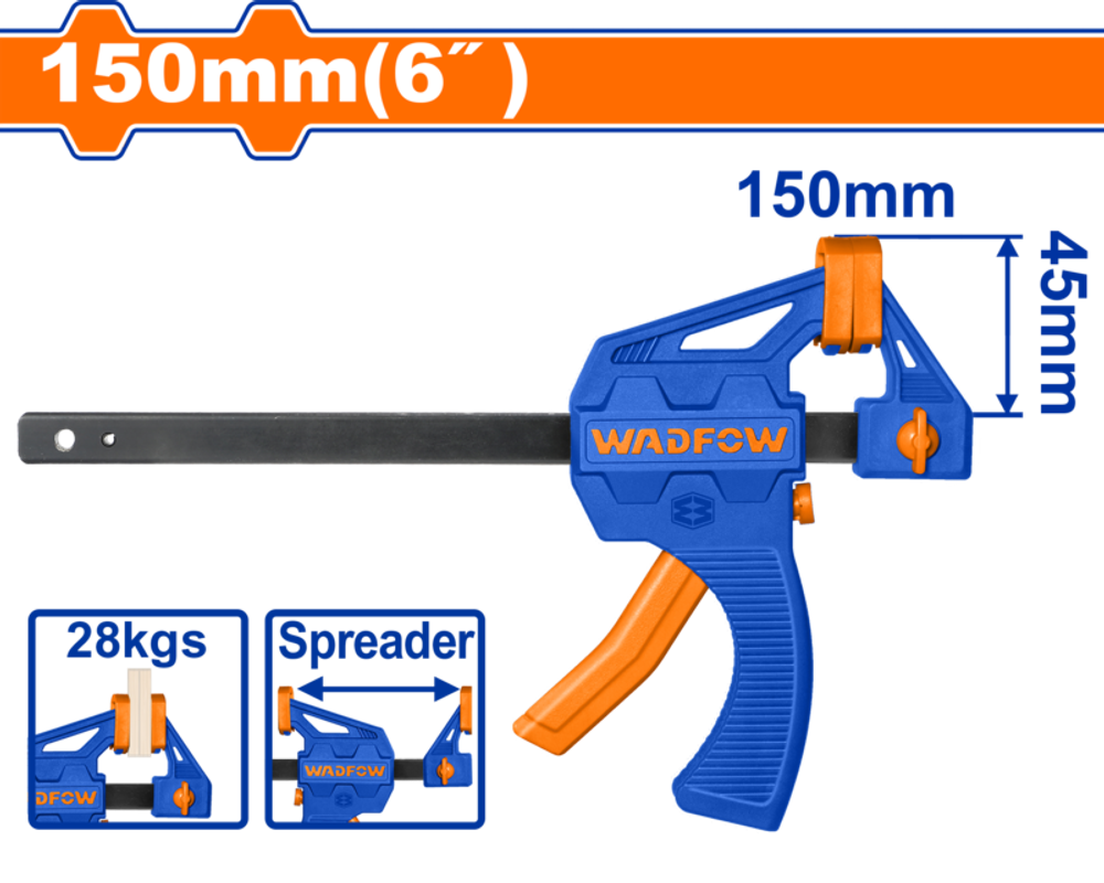 Струбцина быстрозажимная 150х45 мм (12/96) WADFOW WCP4386