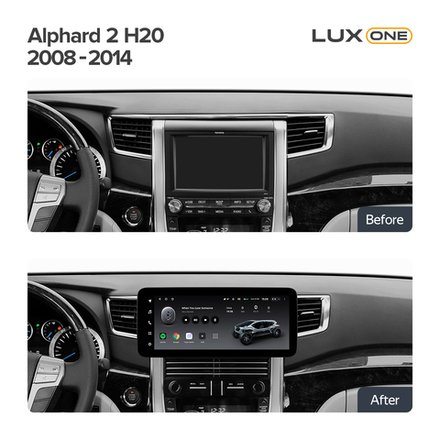 Магнитола для Toyota Alphard H20, Vellfire 2008-2014 (кнопки под монитором, 1 камера) - Teyes LUX ONE ROUND монитор 12.3", Android 10, CarPlay, 4G SIM-слот