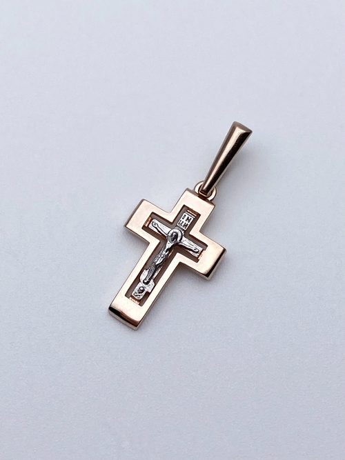 Крест из серебра/Позолота,Родий/С подвижным ухом