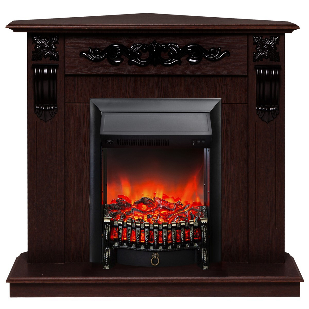 Электрокамин RealFlame Dominica Corner DN орех с очагом Fobos Lux Black