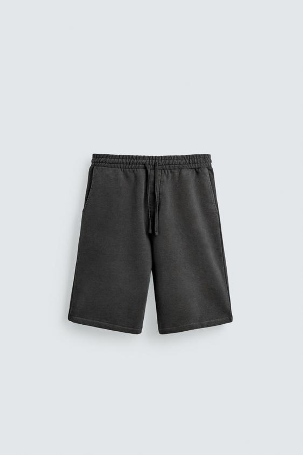 ZARA ШОРТЫ-ДЖОГГЕРЫ RELAXED FIT С ЭФФЕКТОМ ПОТЕРТОСТИ, ТЕМНЫЙ АНТРАЦИТ
