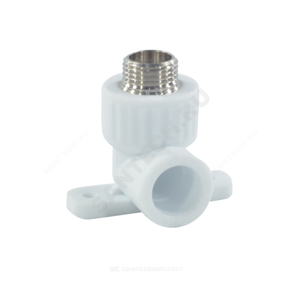 Угольник PP-R комбинированный белый Дн 25х1/2" НР с креплением VALFEX 10121025