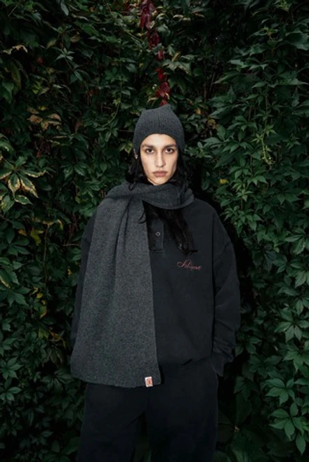 Шарф из шерсти мериноса серый