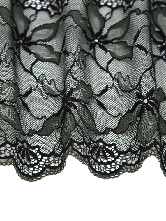 0455 Кружево эластичное 17 см, Италия, жасмин, хаки