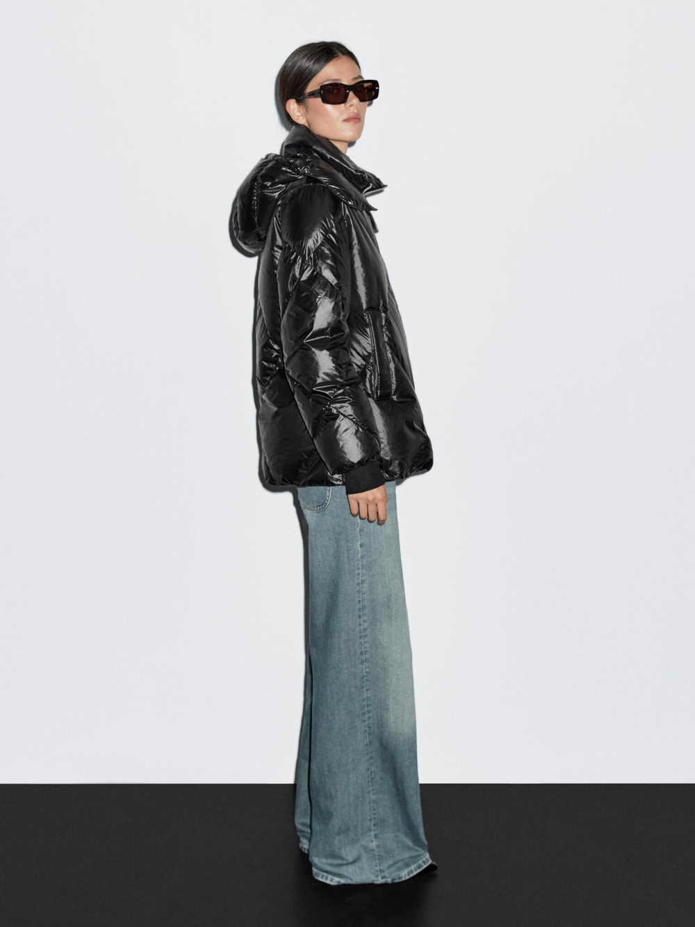 Massimo Dutti Стеганая куртка с водоотталкивающей пропиткой, черный