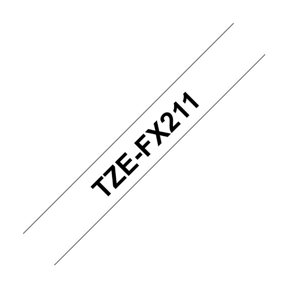 Brother TZE-FX211 кассета с лентой для печати наклеек (эластичная), чёрный шрифт на белой основе, 6мм*8м