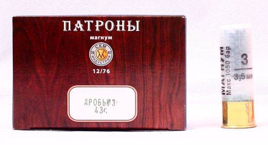 Патрон "СКМ" Магнум 12/76 №3 43 гр. Цена за пачку (10 шт), заказ делается в пачках.