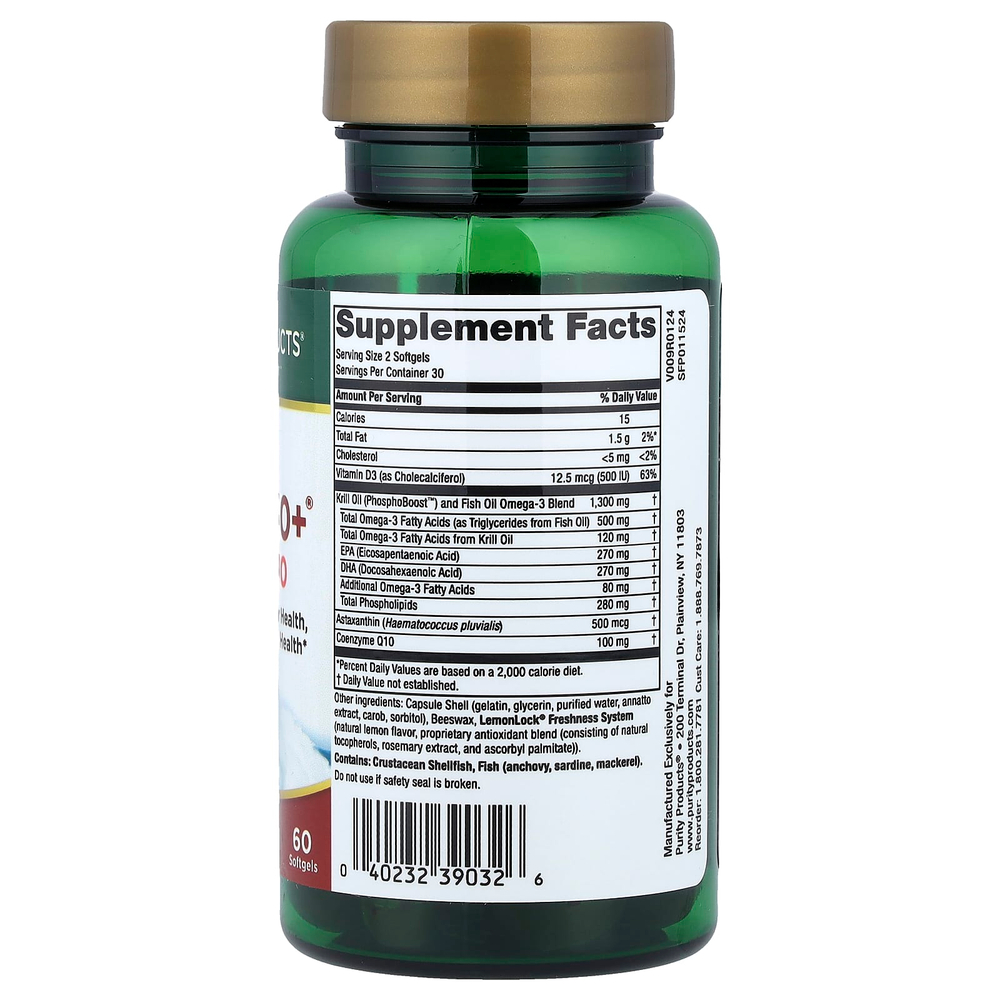 Purity Products, Krill Omega 50+ ® с коэнзимом Q10, 60 мягких таблеток