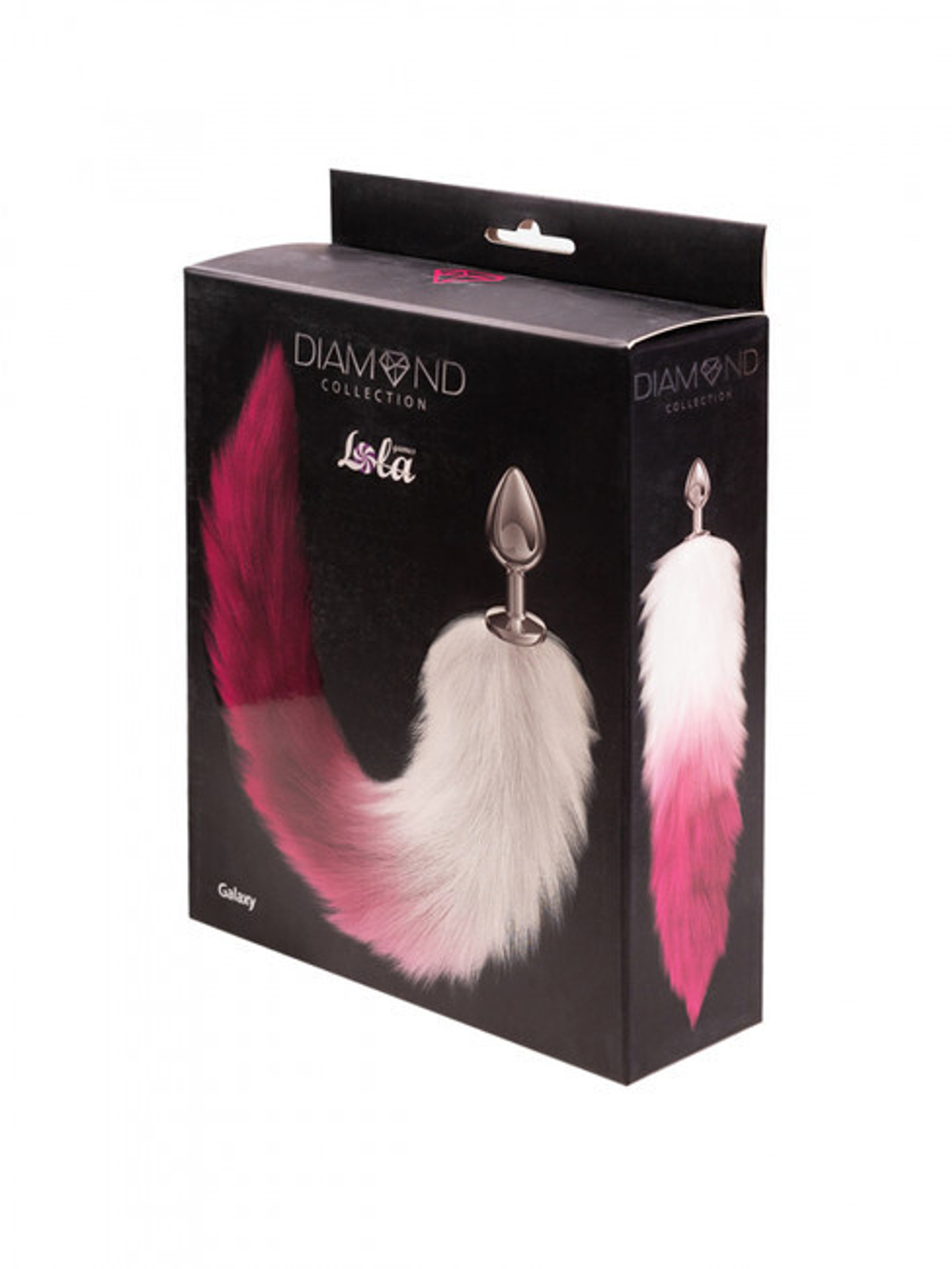 Анальная пробка с хвостом Diamond Galaxy Pink (Цвет: серебряный с розовым)