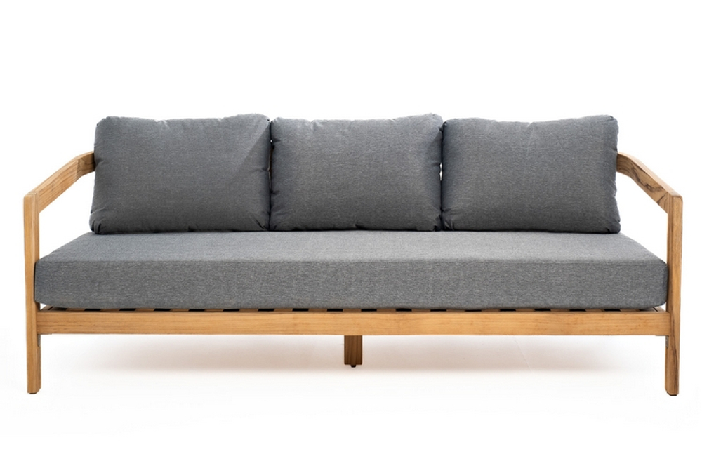 Диван из тика Joygarden ВЕНТО 3-х местный, Natural Teak, серый