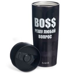 ТЕРМОКРУЖКА AGNESS "BOSS" 360МЛ, КОЛБА НЕРЖ.СТАЛЬ 18/10
