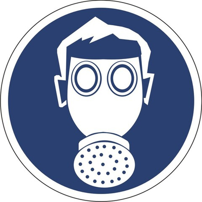 Знак "Работать в средствах защиты органов дыхания"