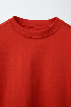 ZARA ОДНОТОННАЯ ФУТБОЛКА, КРАСНЫЙ