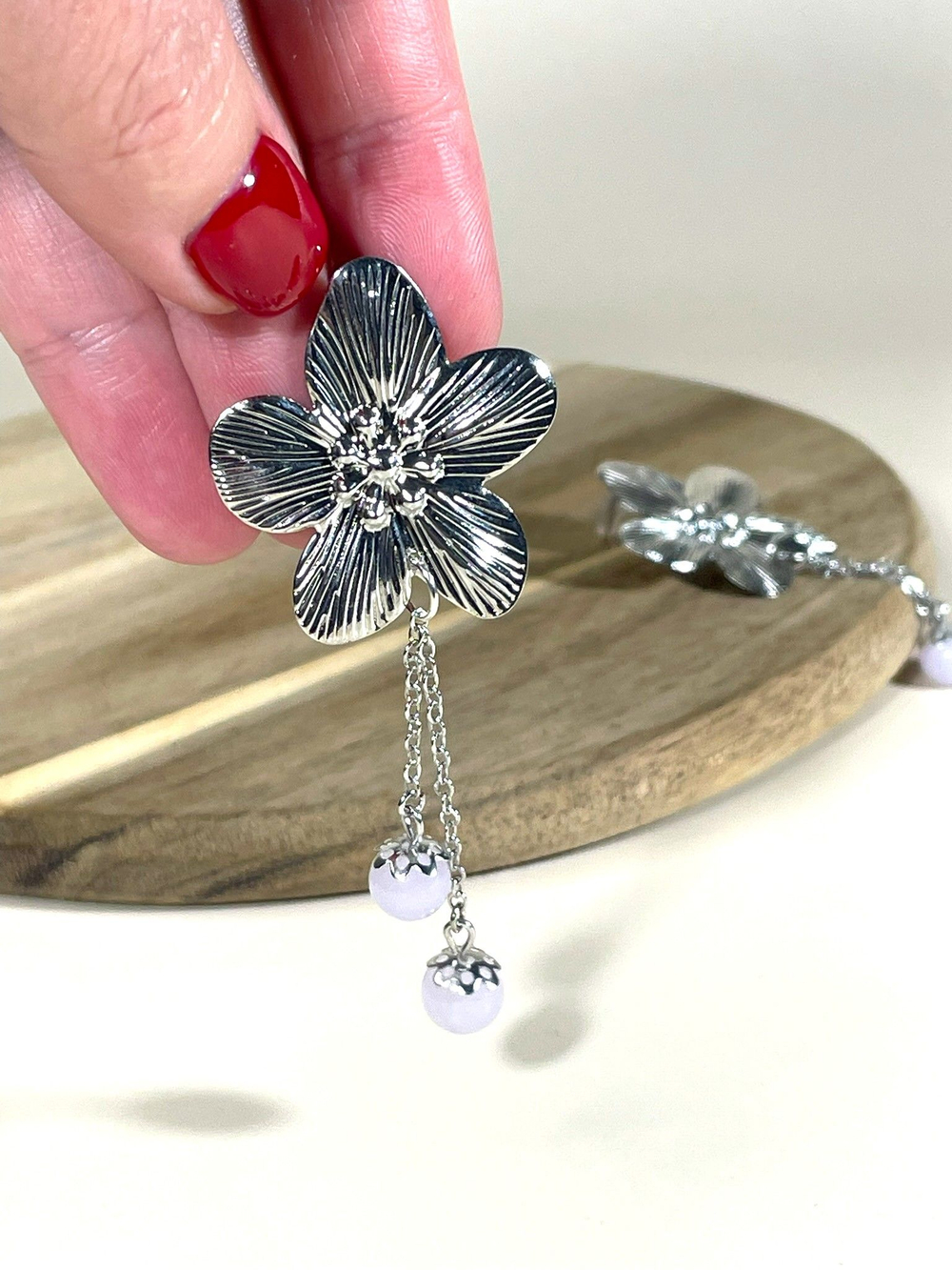 Серьги Сакура с аквамарином