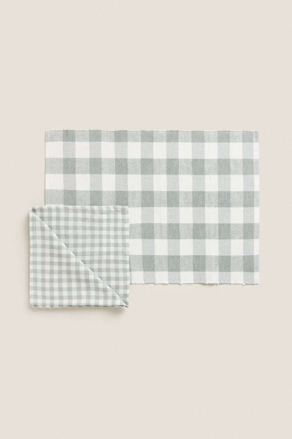 ZARA HOME САЛФЕТКА В КЛЕТКУ ИЗ КЛЕТЧАТОЙ ТКАНИ, ЗЕЛЕНЫЙ