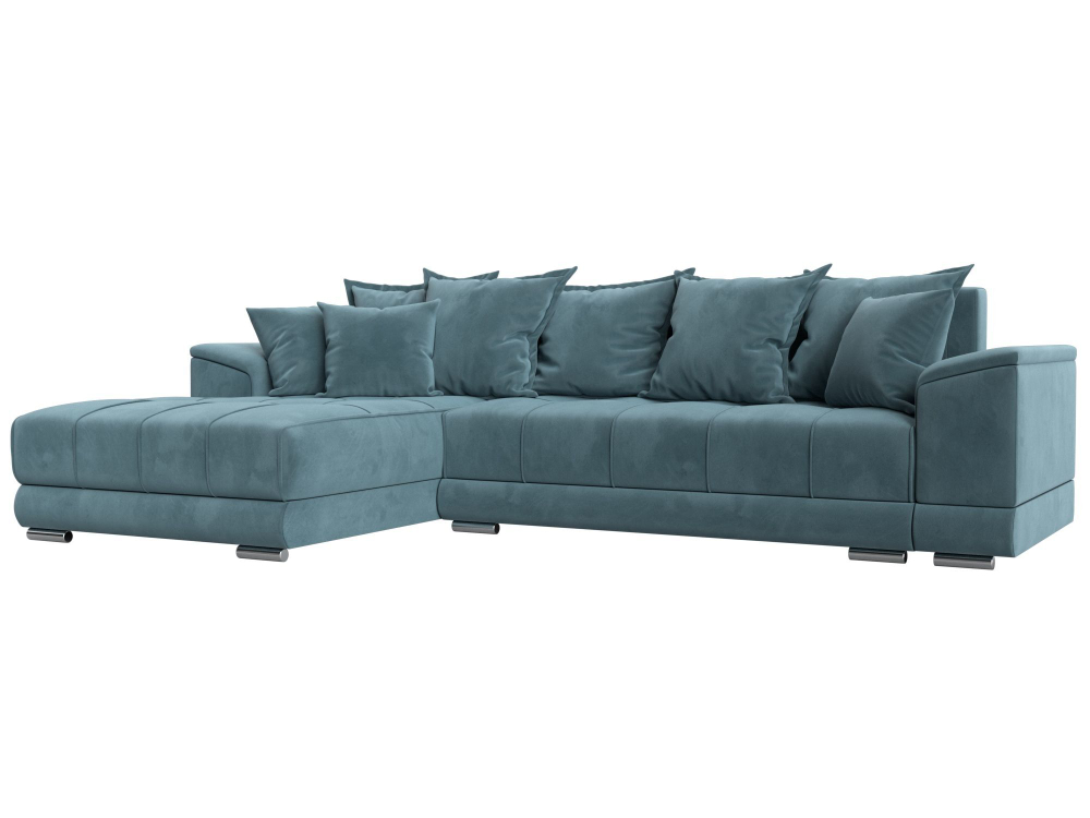Диван угловой НордСтар левый угол, Бирюзовый, Велюр, 121106L