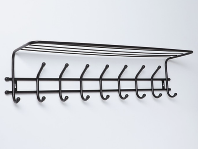 Вешалка настенная с полкой «Комфорт», 9 крючков, чёрная