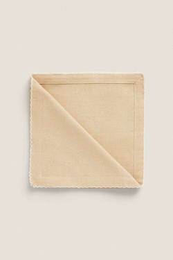 ZARA HOME САЛФЕТКИ С ЗУБЧАТЫМИ КРАЯМИ (УПАКОВКА ИЗ 2 ШТУК), ОХРА