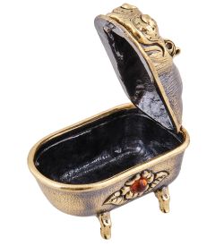 Народные промыслы AM-3768 Шкатулка «Бегемот в ванной» (латунь, янтарь)