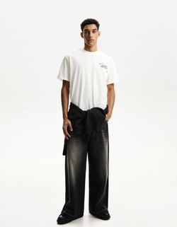 BERSHKA Футболка с принтом Cars, белый