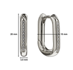 Хупы Овал с фианитами 20мм, silver