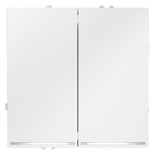 Выключатель встраиваемый VOLTUM S70 двухклавишный с подсветкой 10А, (белый матовый)