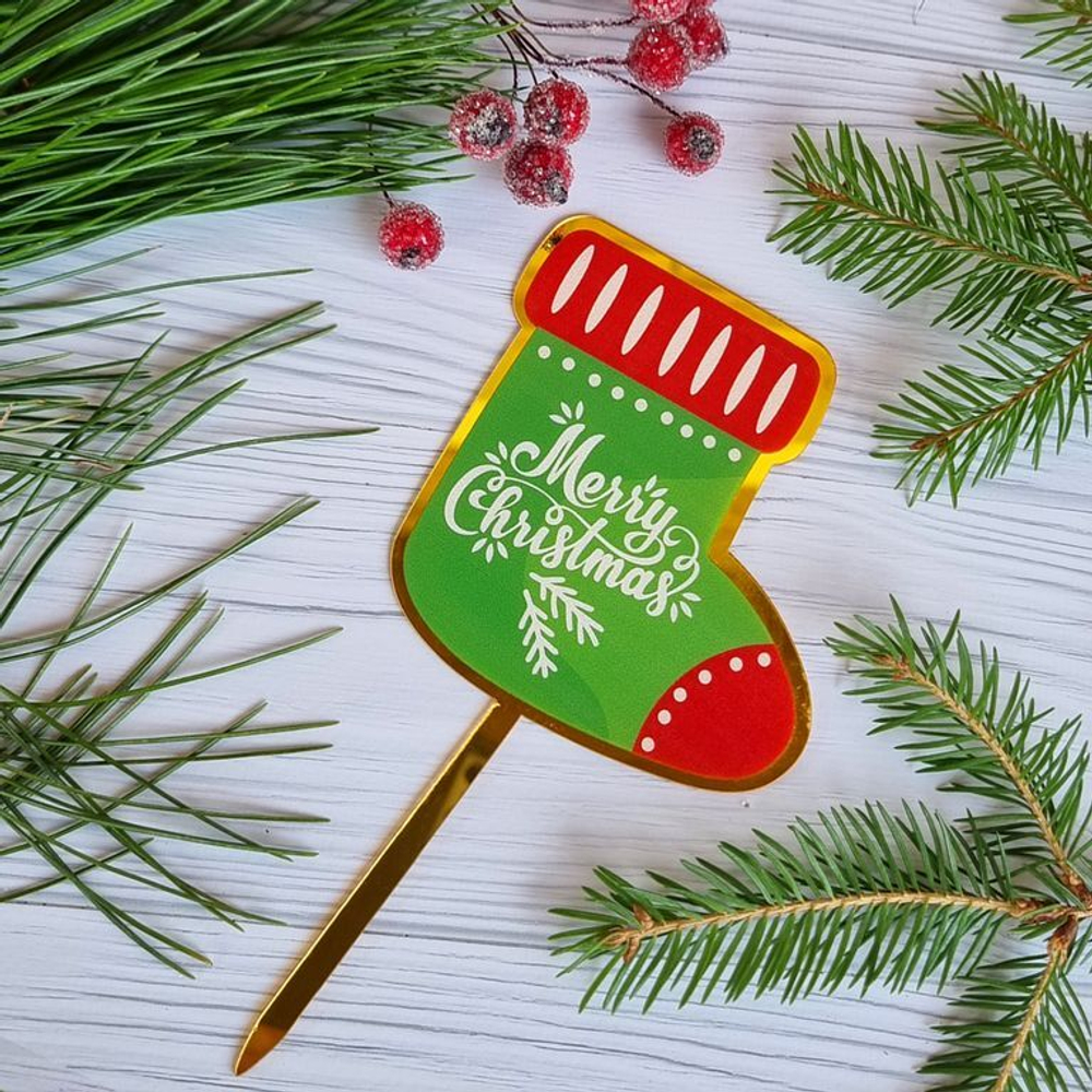 Топпер «Merry Christmas» рождественский сапожок