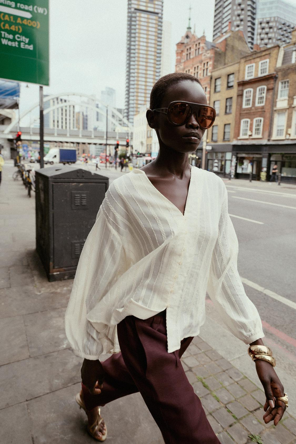 ZARA БЛУЗА В ПОЛОСКУ, ЭКРЮ